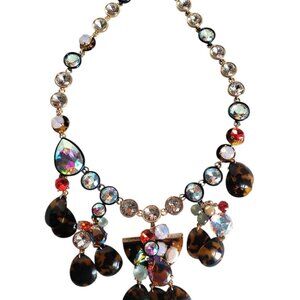 SALE!! J Crew Multicolor Brûlée Iridescent Crystal Tortoise Statement Necklace